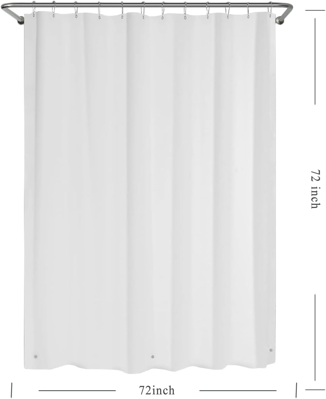 TIKABC 4G PEVA Shower Curtain Liner with 3 Magnetic Weights