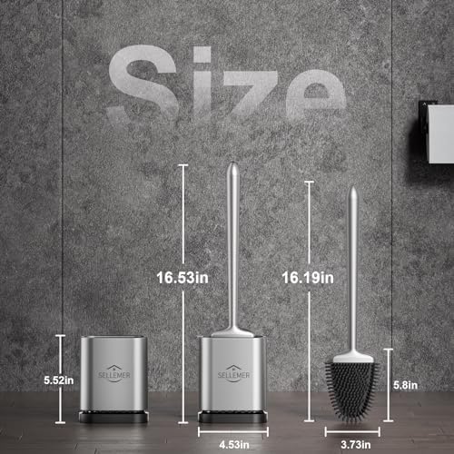 Sellemer Toilet Brush with Silicone Bristles and Holder