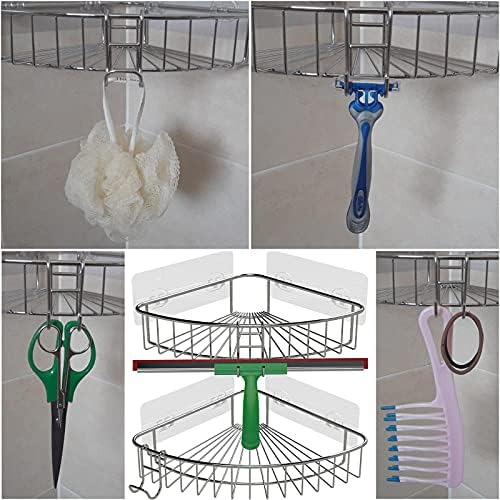 Shower Caddy With Hooks - 2 Pack Silver