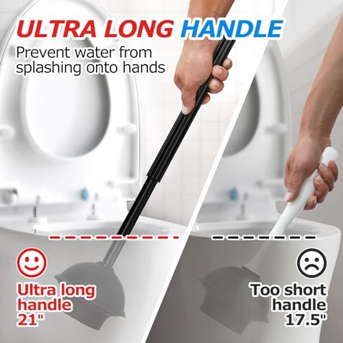 FORASTO 2 in 1 Toilet Plunger and Brush Set Black
