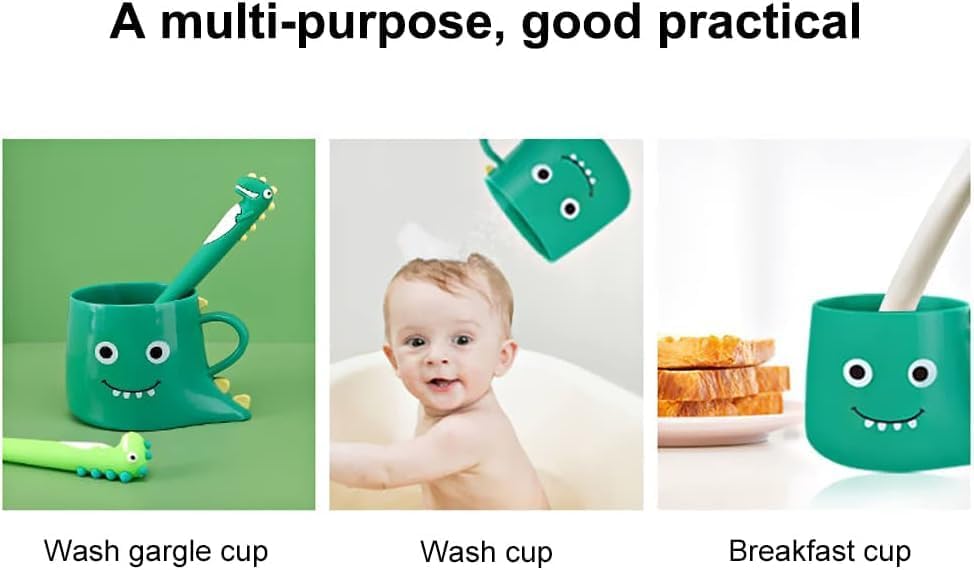 Plastic Kids Toothbrush Holder 2PCS Dinosaur Bathroom Cup Durable Reusable Tumbler