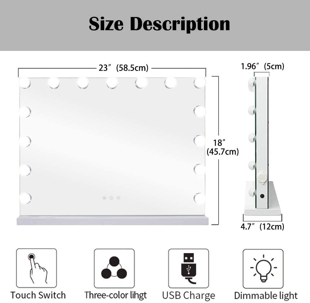 Zdorzi 228x181 Lighted Makeup Mirror with Touch Control