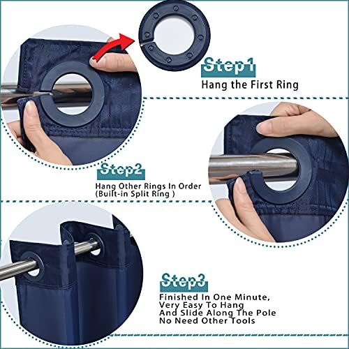 Conbo Mio Check Shower Curtain Liner Navy Blue 71x84