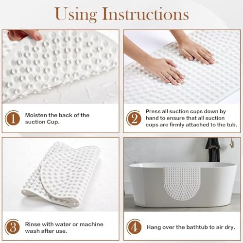 Joiyota Silicone Bath Mat Oval Non-Slip with 27x15 Inches