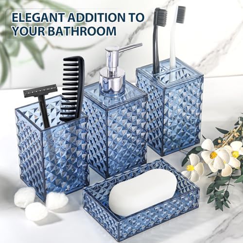 4 Pack Blue Acrylic Bathroom Accessories Set