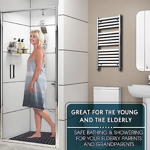 ENKOSI Square Shower Mat Non Slip 21x21 Clear with Drain Hole 1