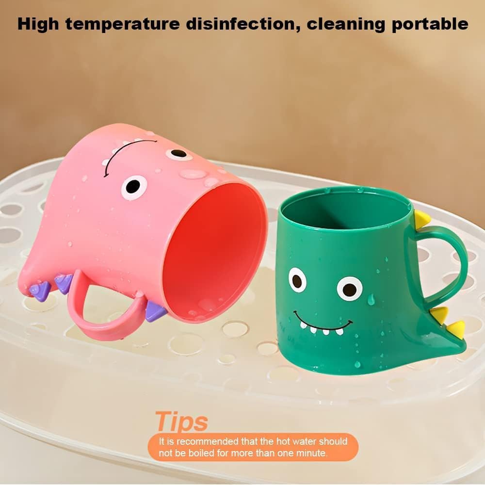 Plastic Kids Toothbrush Holder 2PCS Dinosaur Bathroom Cup Durable Reusable Tumbler