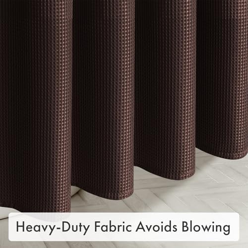 AmazerBath Brown Waffle Shower Curtain 72x72 Inches Heavy Duty 240GSM