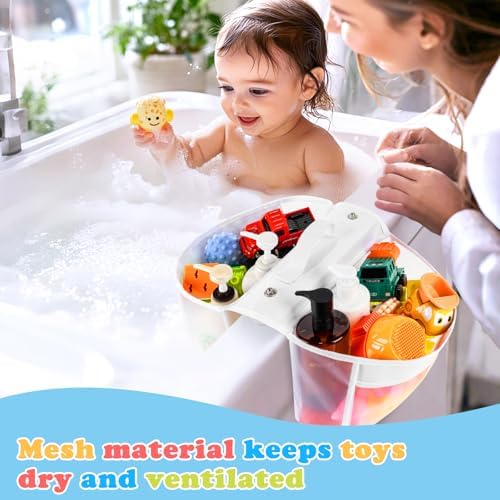 Playexen Bath Toy Organizer with Suction Cups and Handle