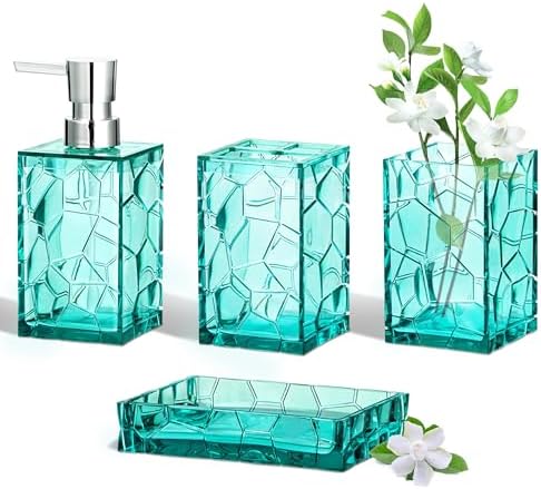 HBlife Teal Blue Acrylic Bathroom Accessory Set