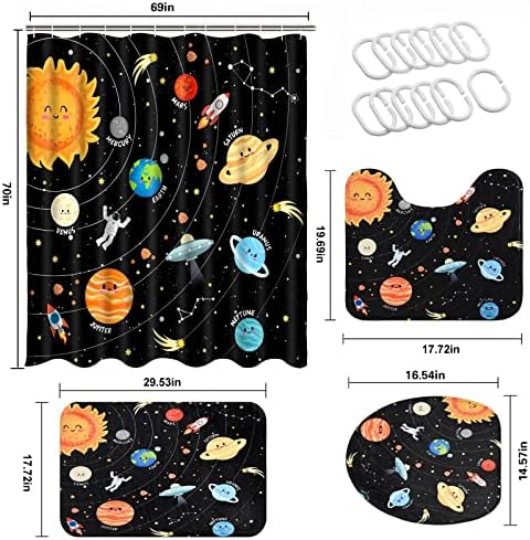 Alishomtll 4 Pcs Black Space Kids Bathroom Set