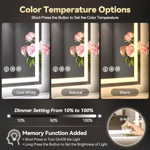 Brightify LED Bathroom Mirror 28x36 Dual Lighting
