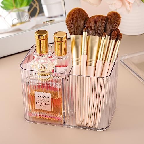 Tbestmax Qtip Holder Dispenser 3-Section Clear Bathroom Organizer Jar 1