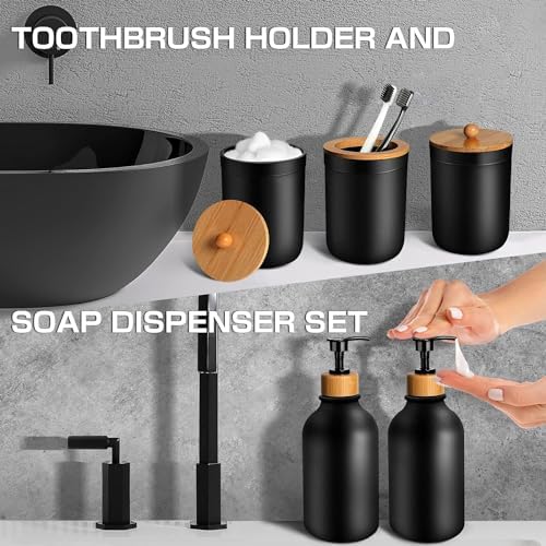 ALPIRIRAL Matte Black 5Pc Bathroom Accessories Set