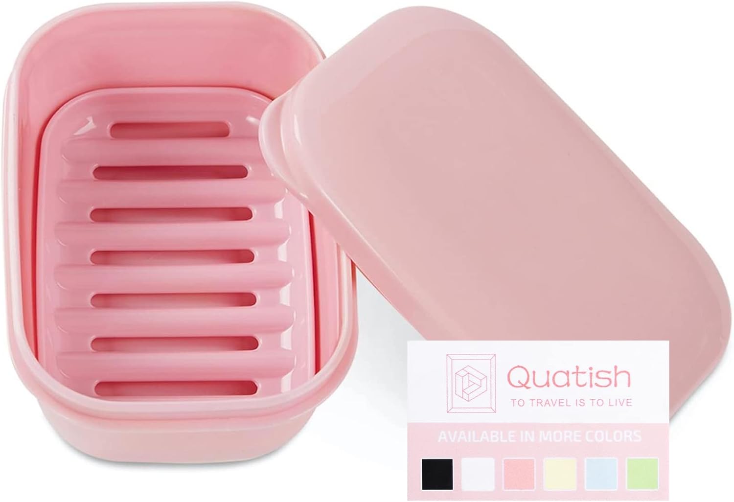 Quatish Leakproof Soap Dish with Lid Draining Layer