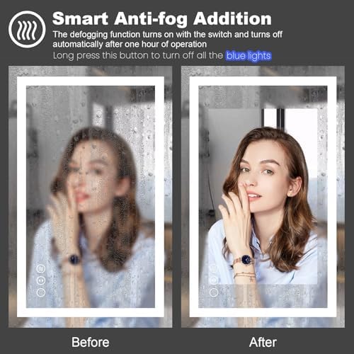 Amorho 44x36 LED Vanity Mirror with Front Backlight