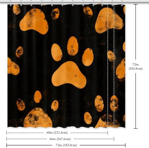 Yellow Dog Paw Prints Shower Curtain Set 60x72 Inches
