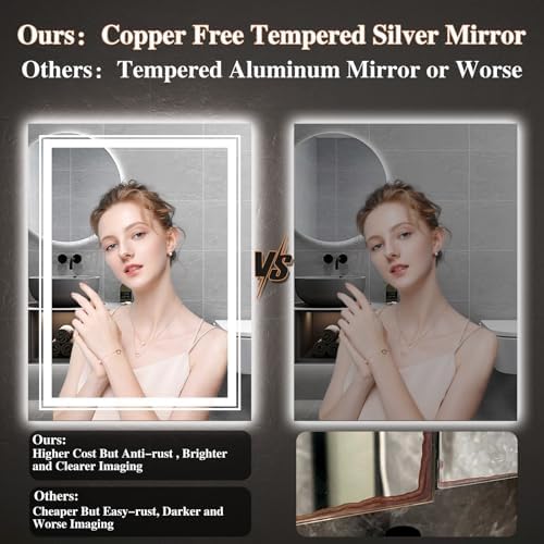 TOTOUS 24x32 LED Mirror with Front and Backlit Light
