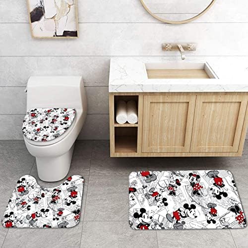 4Pcs Shower Curtain Set with Non-Slip Rugs and Bath Mat
