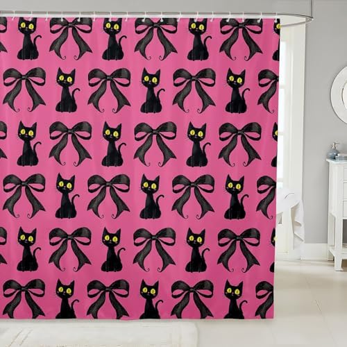 Manfei Bowknot Kids Shower Curtain with 12 Hooks