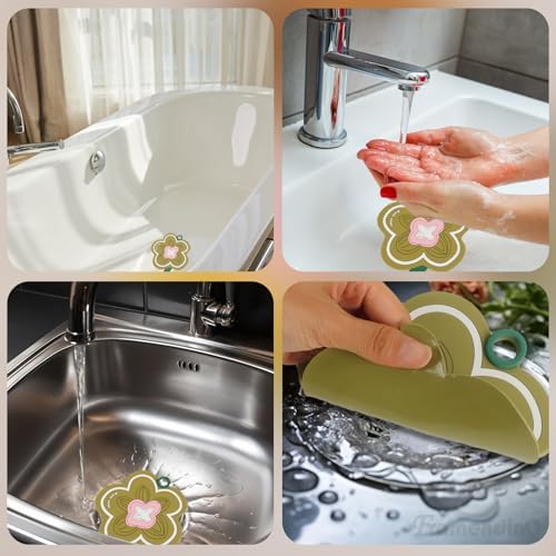 Framendino 3 Pack Flower Shaped Silicone Bathtub Drain Cover 1