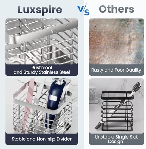 Luxspire Wall Mounted Toothbrush Holder 2 Slots Stainless Steel Silver 1