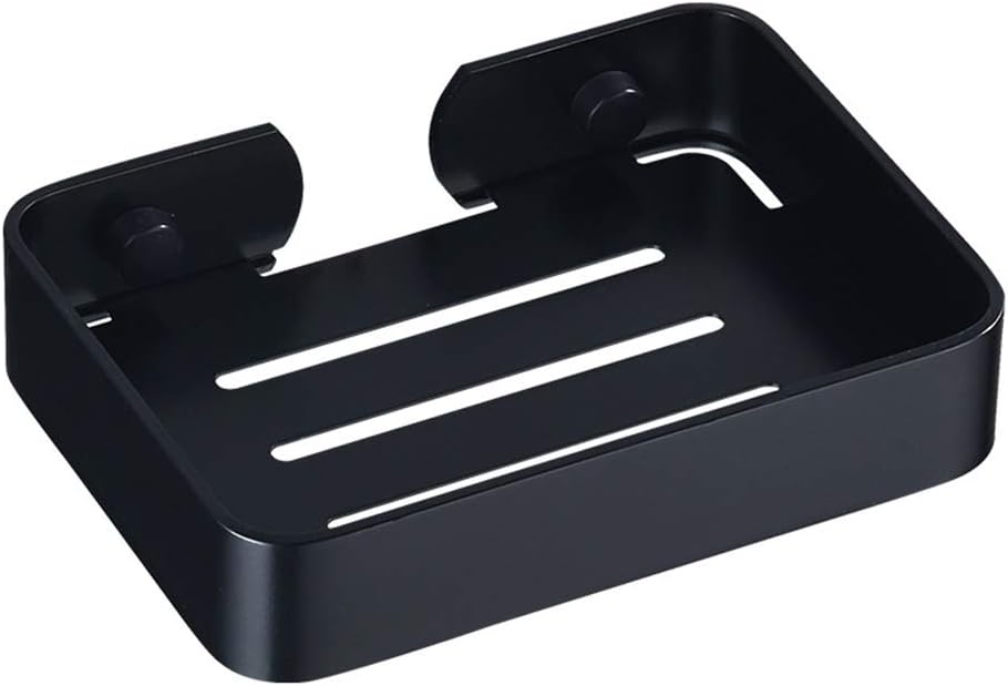 Wall Hanging Soap Dish with Ventilation and Sticker Mount Black