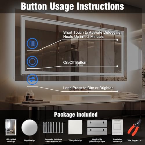 GoZoom LED Bathroom Mirror 20x28 with Lights