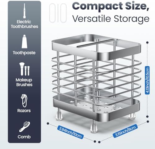 Luxspire Wall Mounted Toothbrush Holder 2 Slots Stainless Steel Silver 1