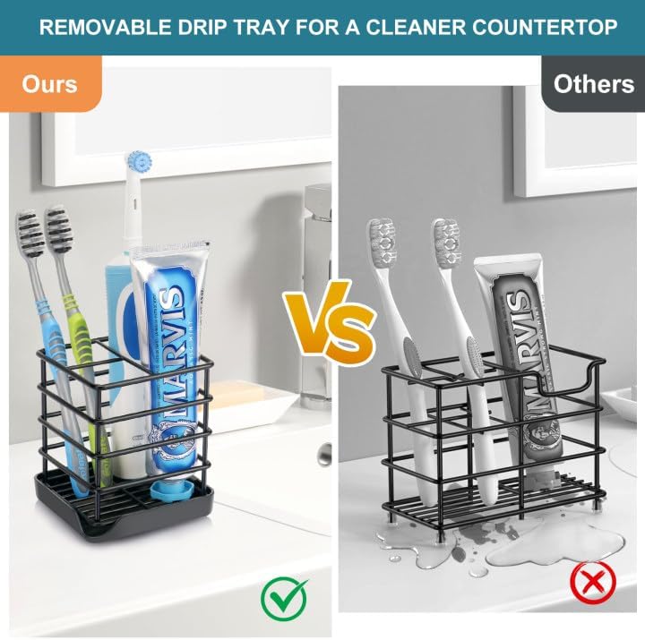 Chintu Stainless Steel Toothbrush Holder with Drip Tray
