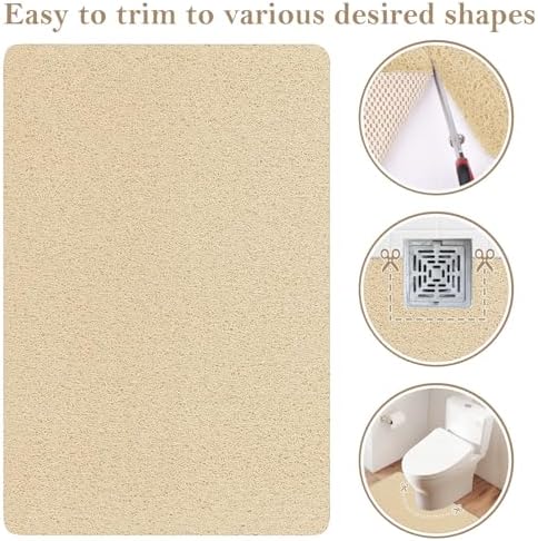 SoftDuo Non-Slip Shower Mat 32x24 inch Phthalate Free Quick Drying Khaki