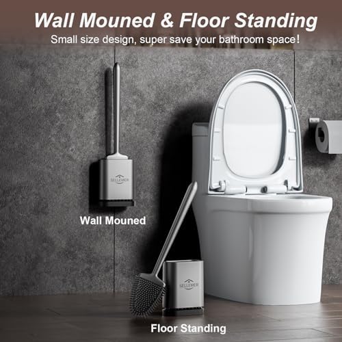 Sellemer Toilet Brush with Silicone Bristles and Holder
