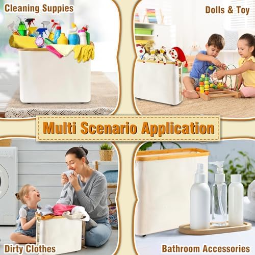 WIHOTUPO Toilet Paper Storage Basket with Lid - Bamboo Holder Organizer