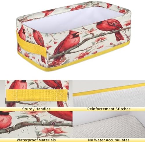 Skonsati Cardinal Birds Toilet Paper Storage Basket with Handles