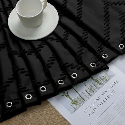 Chevron Extra Long Black Boho Shower Curtain 72x96