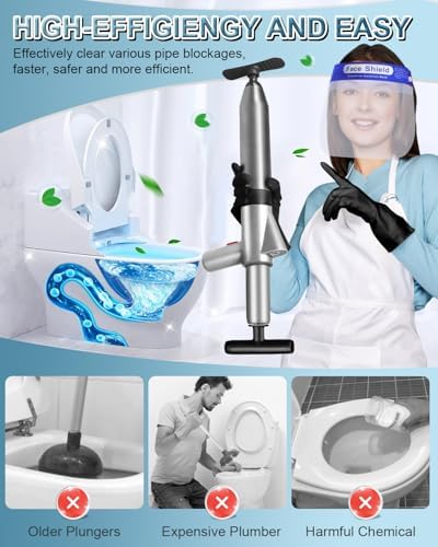LIVEHITOP High-Pressure Toilet Plunger with Air Drain Clog Remover