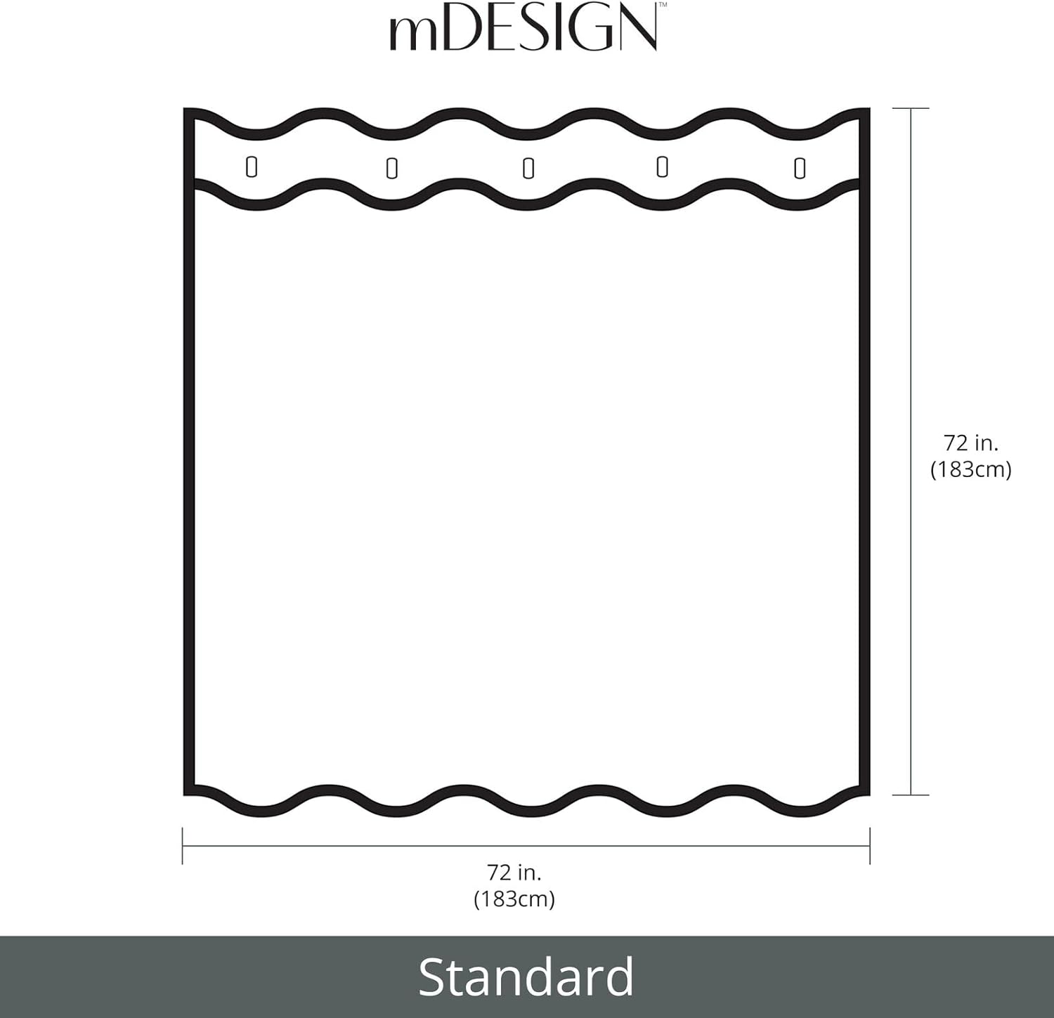 mDesign Heavy Duty Shower Curtain Liner - 72x72 White