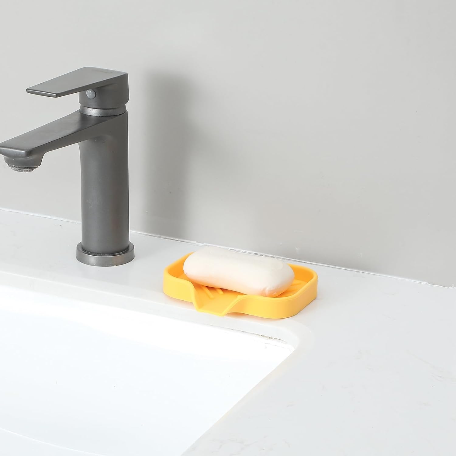 MicoYang Silicone Soap Dish with Drain Spout - Yellow 4932