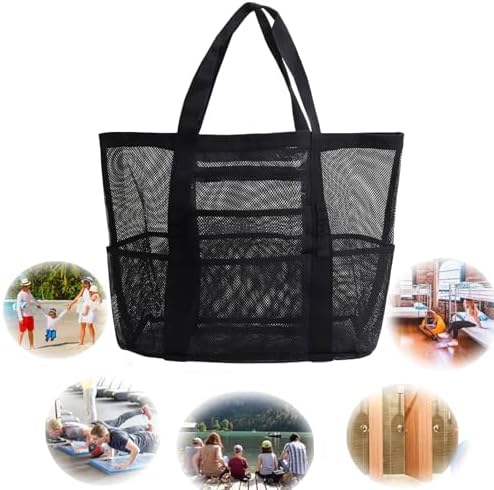 Portable Mesh Shower Caddy with 8 Pockets Black