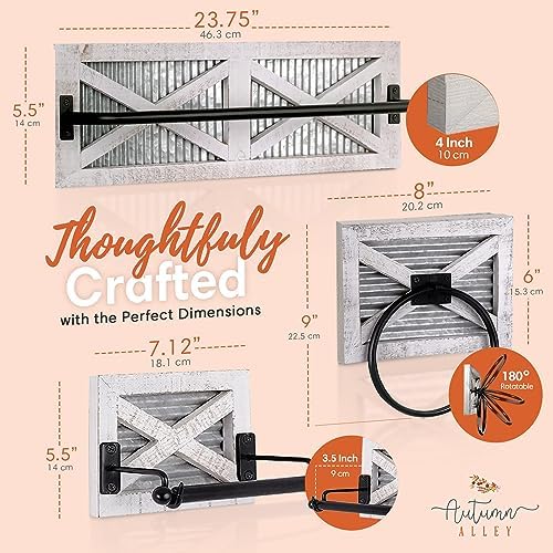 Autumn Alley Rustic Farmhouse 3PCS Towel Set Holder