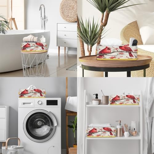 Skonsati Cardinal Birds Toilet Paper Storage Basket with Handles