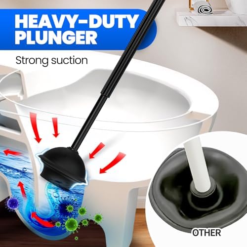 Denvlex 2 in 1 Toilet Brush and Plunger Set Black 20inch