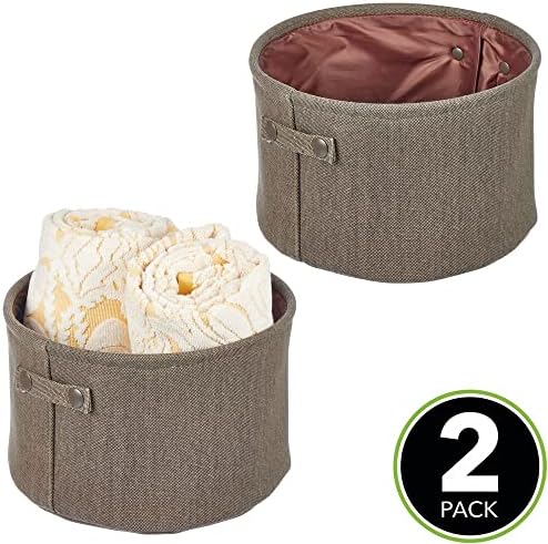 mDesign Soft Cotton Bathroom Storage Bin - 2 Pack Espresso Brown