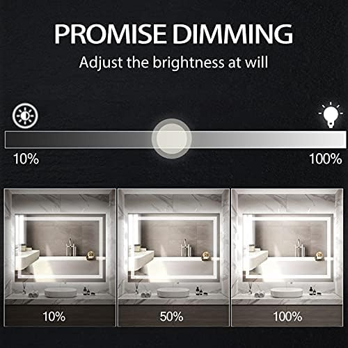 36x28 LED Bathroom Mirror with Anti-Fog and Memory Function