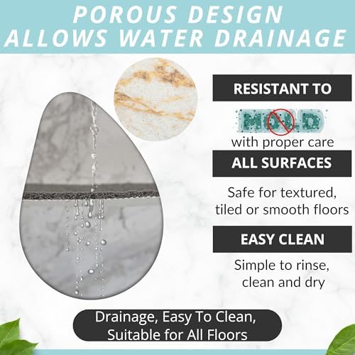 Enkosi Loofah Non-Slip Shower Mat - Marble White Gold 24x16