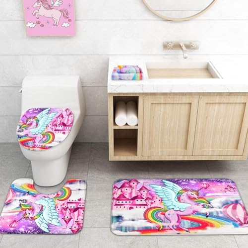 Alishomtll 7 Pcs Unicorn Girls Bathroom Set