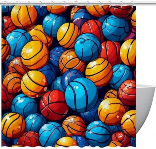 VAPOKF Basketball Shower Curtain Set with 12 Hooks