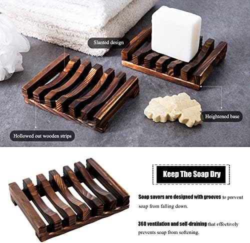 3 Pcs Natural Wooden Soap Holder for Shower and Bathroom