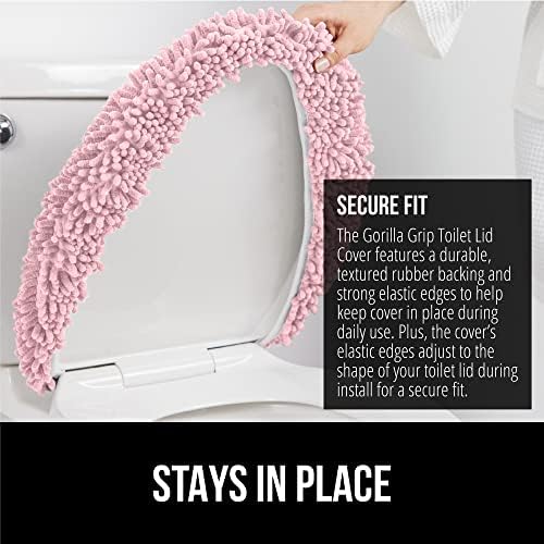 GORILLA GRIP Soft Chenille Toilet Lid Cover Light Pink 195x185 1