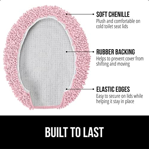 GORILLA GRIP Soft Chenille Toilet Lid Cover Light Pink 195x185 1
